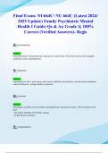 Final Exam: NU664C/ NU 664C (Latest 2024/ 2025 Update) Family Psychiatric Mental Health I Guide| Qs & As| Grade A| 100% Correct (Verified Answers)- RegisFinal Exam: NU664C/ NU 664C (Latest 2024/ 2025 Update) Family Psychiatric Mental Health I Guide| Qs & 