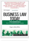 SOLUTIONS FOR BUSINESS LAW TODAY; THE  ESSENTIALS TEXT & SUMMARIZED CASES,  CENGAGE, 13TH EDITION, ROGER LEROY  MILLER- CHAPTERS 1 - 25, COMPLETE TESTBANK  WITH ALL SOLUTIONS WELL EXPLAINED||  GUARANTEED A+