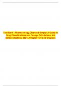 TEST BANK For Pharmacology Clear and Simple A Guide to Drug Classifications and Dosage Calculations 4th Edition By Cynthia J. Watkins