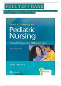 Test bank - Davis Advantage for Pediatric Nursing: Critical Components of Nursing Care 3rd Edition by Kathryn Rudd, All 22 Chapters Covered, Verified Latest Edition