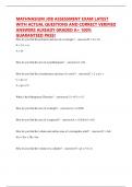 MATHNASIUM JOB ASSESSMENT EXAM LATEST WITH ACTUAL QUESTIONS AND CORRECT VERIFIED ANSWERS ALREADY GRADED A+ 100% GUARANTEED PASS!