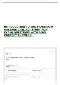 INTRODUCTION TO THE TRADE/LOW-VOLTAGE CABLING (STUDY FOR EXAM) QUESTIONS WITH 100% CORRECT ANSWERS!!