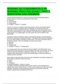 NURSING 101 FUNDAMENTALS OF NURSING PRACTICE EXAM 1, PART 1 QUESTIONS AND ANSWERS