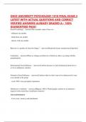 OHIO UNIVERSITY PSYCHOLOGY 1010 FINAL EXAM 4 LATEST WITH ACTUAL QUESTIONS AND CORRECT VERIFIED ANSWERS ALREADY GRADED A+ 100% GUARANTEED PASS!