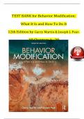 TEST BANK for Behavior Modification:  What It Is and How To Do It 12th Edition by Garry Martin & Joseph J. Pear. for Behavior Modification:  What It Is and How To Do It 12th Edition by Garry Martin & Joseph J. Pear.