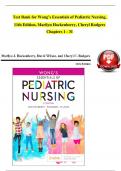 Test Bank for Wong’s Essentials of Pediatric Nursing,  11th Edition, Marilyn Hockenberry, Cheryl Rodgers Chapters 1 - 31