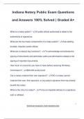 Indiana Notary Public Exam Questions and Answers 100% Solved | Graded A+