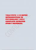 YALE PSYC 110 NOTES INTRODUCTION TO PSYCHOLOGY 2025 COMPLETE UPDATED STUDY MATERIAL