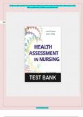 Test Bank for Health Assessment in Nursing 7th Edition (Wolters Kluwer Health; November 30, 2021) by Janet R. Weber and Jane H. Kelley, ISBN No; 9781975172572, all Chapters Covered (NEWEST 2025)