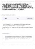 2024 HESI RN LEADERSHIP EXIT EXAM 7 LATEST VERSIONS AND 3 PRACTICE EXAM EACH EXAM CONTAINS 55 QUESTIONS AND CORRECT DETAILED ANSWERS