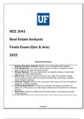 REE 3043 Real Estate Analysis Finals Exam (Qns & Ans) 2025 UF