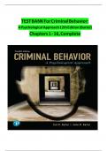 Test Bank For Criminal Behavior A Psychological Approach 12th Edition