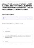 ATI CMC PHARMACOLOGY RETAKE LATEST EXAM 2024-2025 WITH ACTUAL QUESTIONS AND CORRECT VERIFIED ANSWERS ALREADY GRADED A+ 100% GUARANTEED PASS!