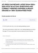 ATI PEDS CMS RETAKE LATEST EXAM 2024- 2025 WITH 116 ACTUAL QUESTIONS AND CORRECT VERIFIED ANSWERS ALREADY GRADED A+ 100% GUARANTEED PASS!