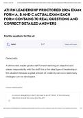 ATI RN LEADERSHIP PROCTORED 2024 EXAM FORM A, B AND C ACTUAL EXAM EACH FORM CONTAINS 70 REAL QUESTIONS AND CORRECT DETAILED ANSWERS