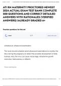 ATI RN MATERNITY PROCTORED NEWEST 2024 ACTUAL EXAM TEST BANK COMPLETE 500 QUESTIONS AND CORRECT DETAILED ANSWERS WITH RATIONALES (VERIFIED ANSWERS) |ALREADY GRADED A+