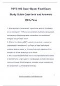 PSYS 100 Super Duper Final Exam Study Guide Questions and Answers 100% Pass