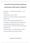 Texas POL1133 Final Exam Questions and Answers 100% Solved | Graded A+