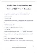 THM 112 Final Exam Questions and Answers 100% Solved | Graded A+