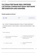 CLC EXAM TEST BANK 2024 CERTIFIED LACTATION CONSULTANT EXAM TEST BANK 300 QUESTION AND ANSWERS