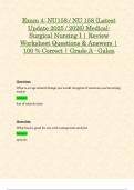 Exam 4: NU158 / NU 158 (Latest Update 2025 / 2026) Medical-Surgical Nursing I | Review Worksheet Questions & Answers | 100 % Correct | Grade A - Galen