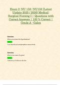 Exam 2: NU 158 / NU158 (Latest Update 2025 / 2026) Medical-Surgical Nursing I | Questions with Correct Answers | 100 % Correct | Grade A - Galen