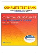 COMPLETE TEST BANK:  CLINICAL GUIDELINES IN Primary Care 4th Edition By  FAANP Amelie Hollier, Latest Update.