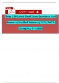 Chem 210 Biochemistry Latest Final Exam Questions And Answers (Verified Answers) 2024/2025 ||Complete A+ Guide