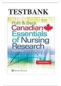 ISBN: 9781975109691 Test Bank for Polit & Beck Canadian Essentials of Nursing Research 4th Edition (Kevin Woo, 2017) | All Chapters Covered