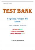 Test Bank for Corporate Finance, 5th Edition by Jonathan Berk, Chapters 1-31