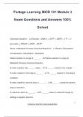 Portage Learning BIOD 101 Module 3 Exam Questions and Answers 100% Solved