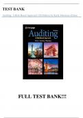 Test Bank - Auditing: A Risk-Based Approach 12th Edition by Audrey Gramling, Karla Johnstone-Zehms, Larry Rittenberg, All Chapters |Complete Guide A+