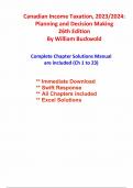 Solution Manual for Canadian Income Taxation, 2023/2024: Planning and Decision Making 26th Edition  By William Buckwold, Chapter 1-23 | All Chapters.