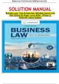 SOLUTION MANUAL Business Law: Text & Exercises (Mindtap Course List) 10th Edition By Roger Leroy Miller, William E. Hollowell Latest Update. 