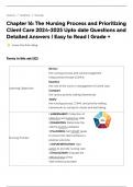 Chapter 16: The Nursing Process and Prioritizing Client Care 2024-2025 Upto date Questions and Detailed Answers | Easy to Read | Grade +