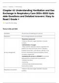 Chapter 41: Understanding Ventilation and Gas Exchange in Respiratory Care 2024-2025 Upto date Questions and Detailed Answers | Easy to Read | Grade +