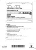 Pearson Edexcel Level 3 GCE History Advanced PAPER 2: Depth study Option 2F.1: India, c1914–48: the road to independence Option 2F.2: South Africa, 1948–94: from apartheid state to ‘rainbow nation’ question paper june 2024  9HI0/2F