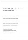 RLGN 105 Final Exam Questions and Answers (Matthews)