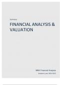 Summary Financial Analysis and Valuation 