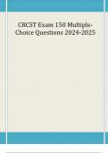 CRCST Exam 150 MultipleChoice Questions 2024-2025