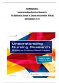 Test Bank For Understanding Nursing Research  7th Edition by Susan K Grove and Jennifer R Gray  All Chapters 1-14 fully covered