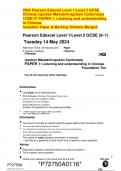 2024 Pearson Edexcel Level 1/Level 2 GCSE  Chinese (spoken Mandarin/spoken Cantonese)  1CN0/1F PAPER 1: Listening and understanding  in Chinese.  Question Paper & Marking Scheme Merged      Pearson Edexcel Level 1/Level 2 GCSE (9–1)    Tuesday 14 May 2024