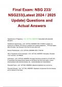 Final Exam: NSG 233/ NSG233 Questions And Answers 100% correct Verified | Latest Update 2024/2025