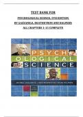 TEST BANK FOR PSYCHOLOGICAL SCIENCE, 5TH EDITION BY GAZZANIGA, HEATHETRON AND HALPERN ALL CHAPTERS 1-15 COMPLETE