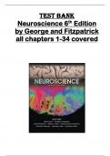 TEST BANK for Neuroscience 6th  Edition  by George and Fitzpatrick  all chapters 1-34 covered