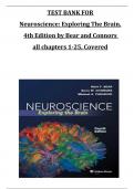 TEST BANK FOR Neuroscience: Exploring The Brain, 4th Edition by Bear and Connors all chapters 1-25, Covered