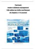 Test bank f0r  modern database management  13th edition by Hoffer and Ramesh  all chapters 1-14 covered