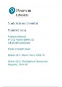 Pearson Edexcel In GCE History (8HI0/2E) Advanced Subsidiary Paper 2: Depth study Option 2E.1: Mao’s China, 1949–76 Option 2E.2: The German Democratic Republic, 1949–90 mark scheme june 2024 