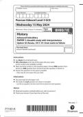 Pearson Edexcel Level 3 GCE History Advanced Subsidiary PAPER 1: Breadth study with interpretations Option 1E: Russia, 1917–91: from Lenin to Yeltsin question paper june 2024  8hi0-1e