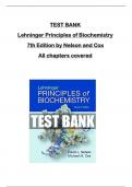 TEST BANK for Lehninger Principles of Biochemistry  7th Edition by Nelson and Cox  All chapters covered